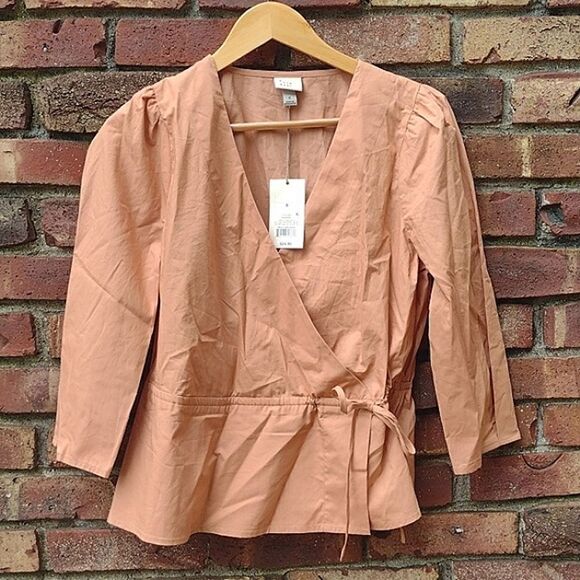NWT a new day peplum faux wrap top - Picture 3 of 5